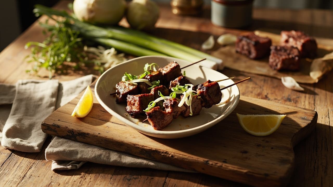 Smoky Lamb Skewer Bites with Fennel and Scallion