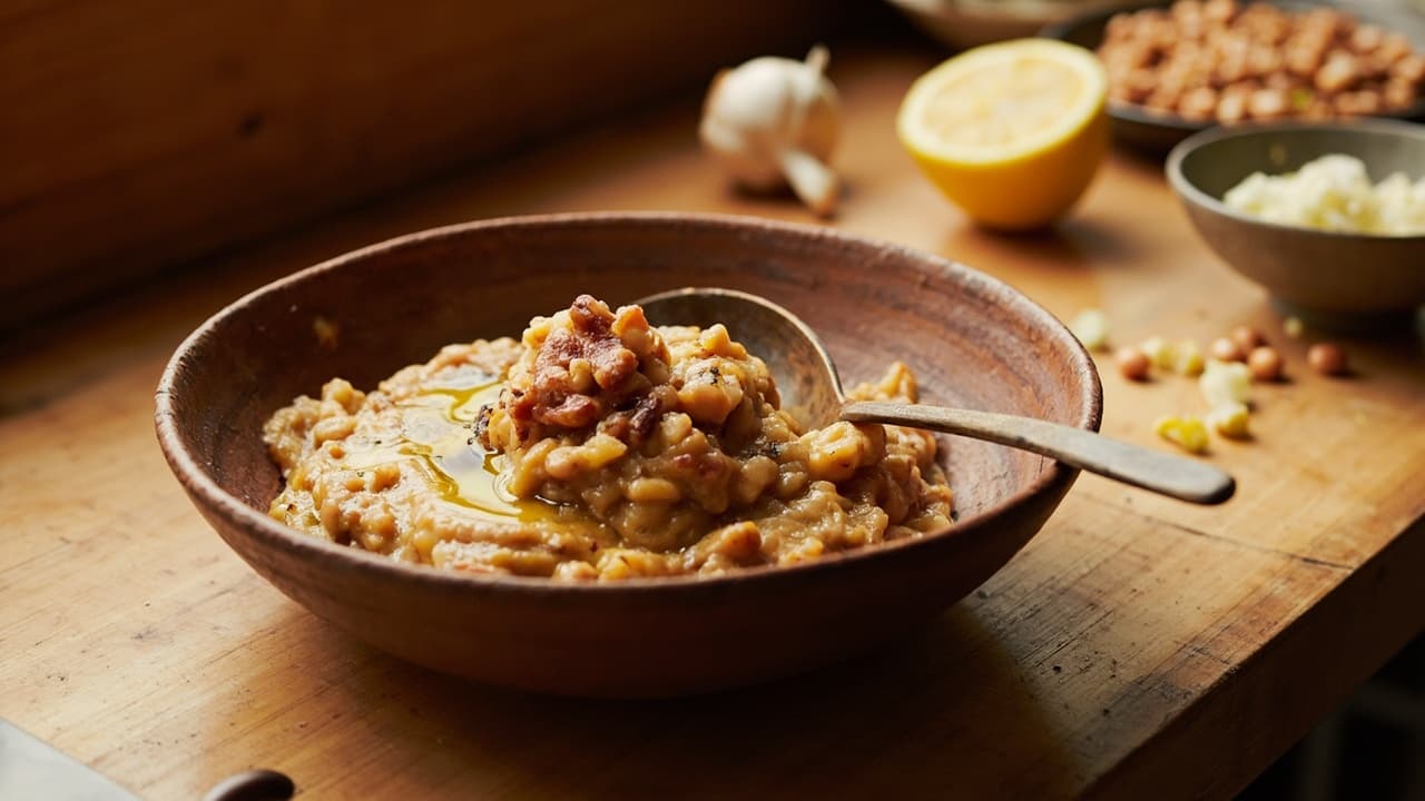 Smoky Pinto Bean Mash with Charred Garlic & Lemon