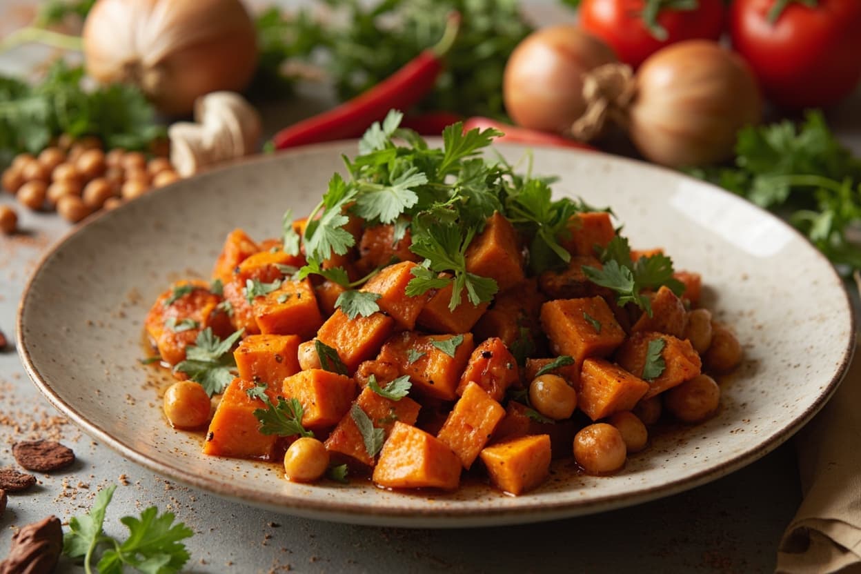 Smoky Roasted Chickpeas and Sweet Potato