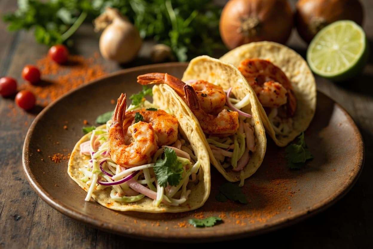 Smoky Shrimp Tacos with Lime Slaw