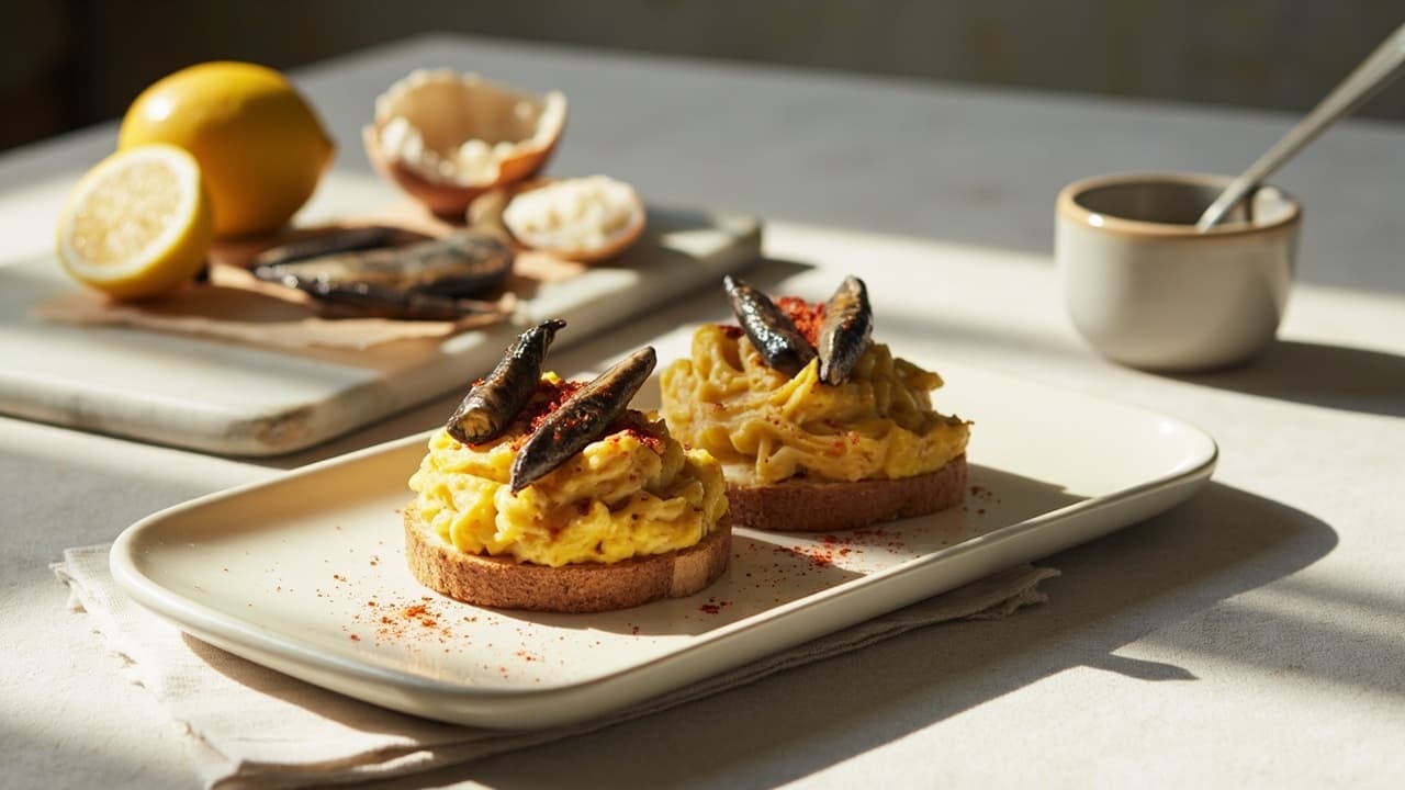 Smoky Spanish Egg and Sardine Pintxo