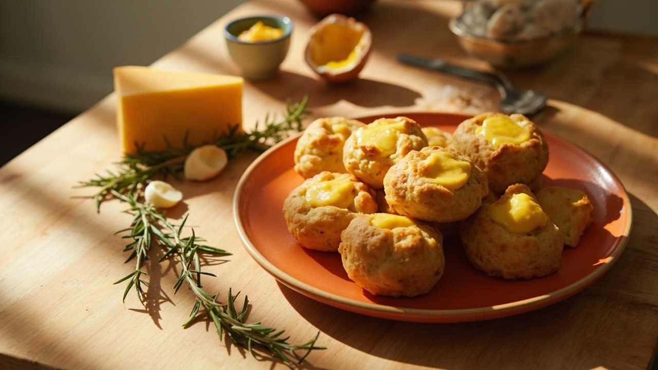 Soft Pumpkin Cheddar Puffs with Rosemary Butter