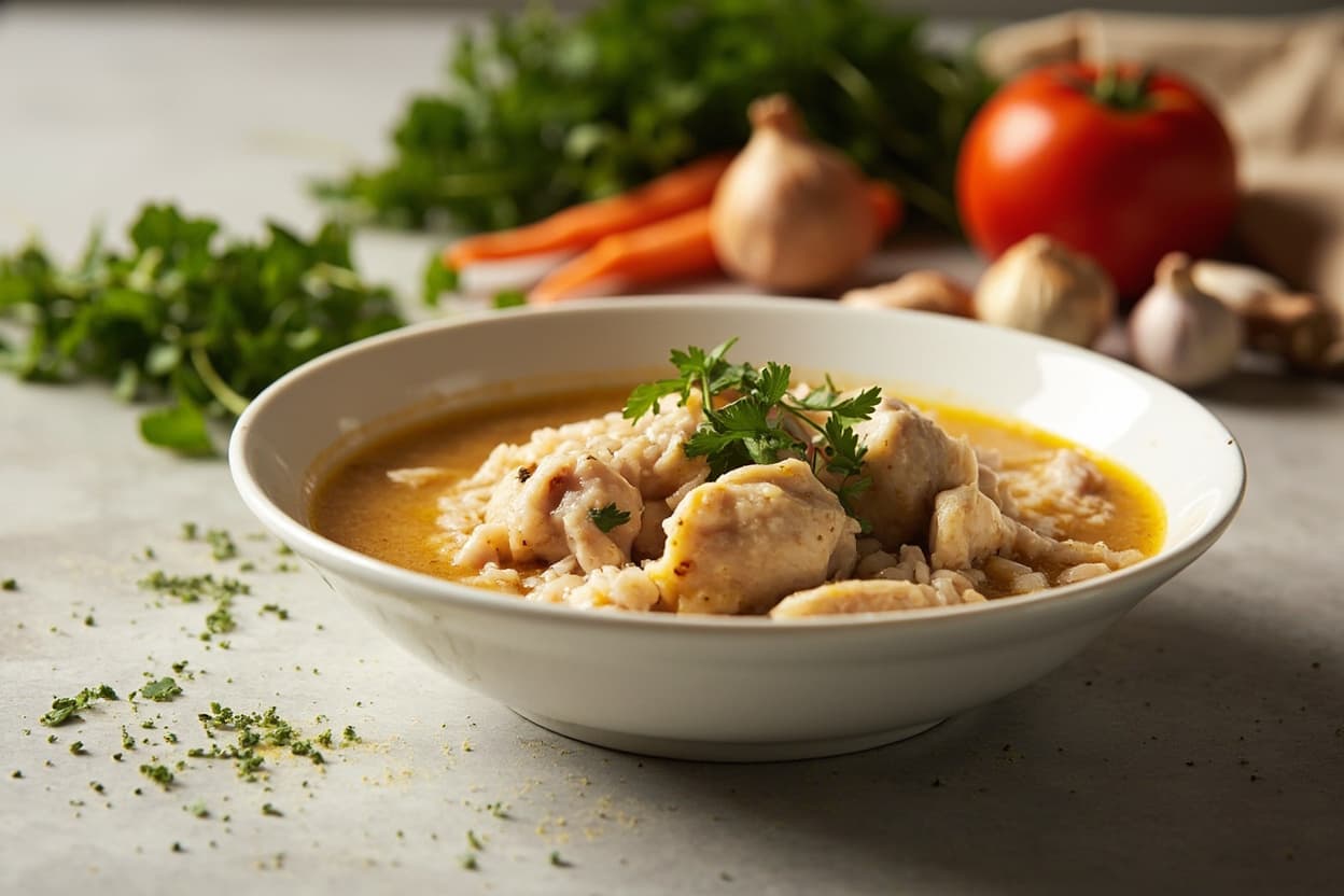 Soothing chicken and rice caldo