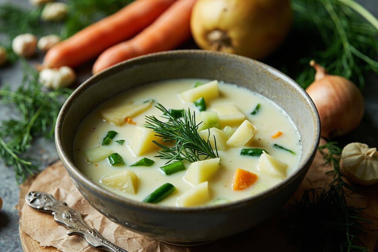 Soured Cucumber and Potato Dill Soup