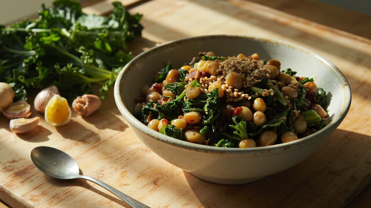 Soybean and Kale Stir-Fry with Sesame