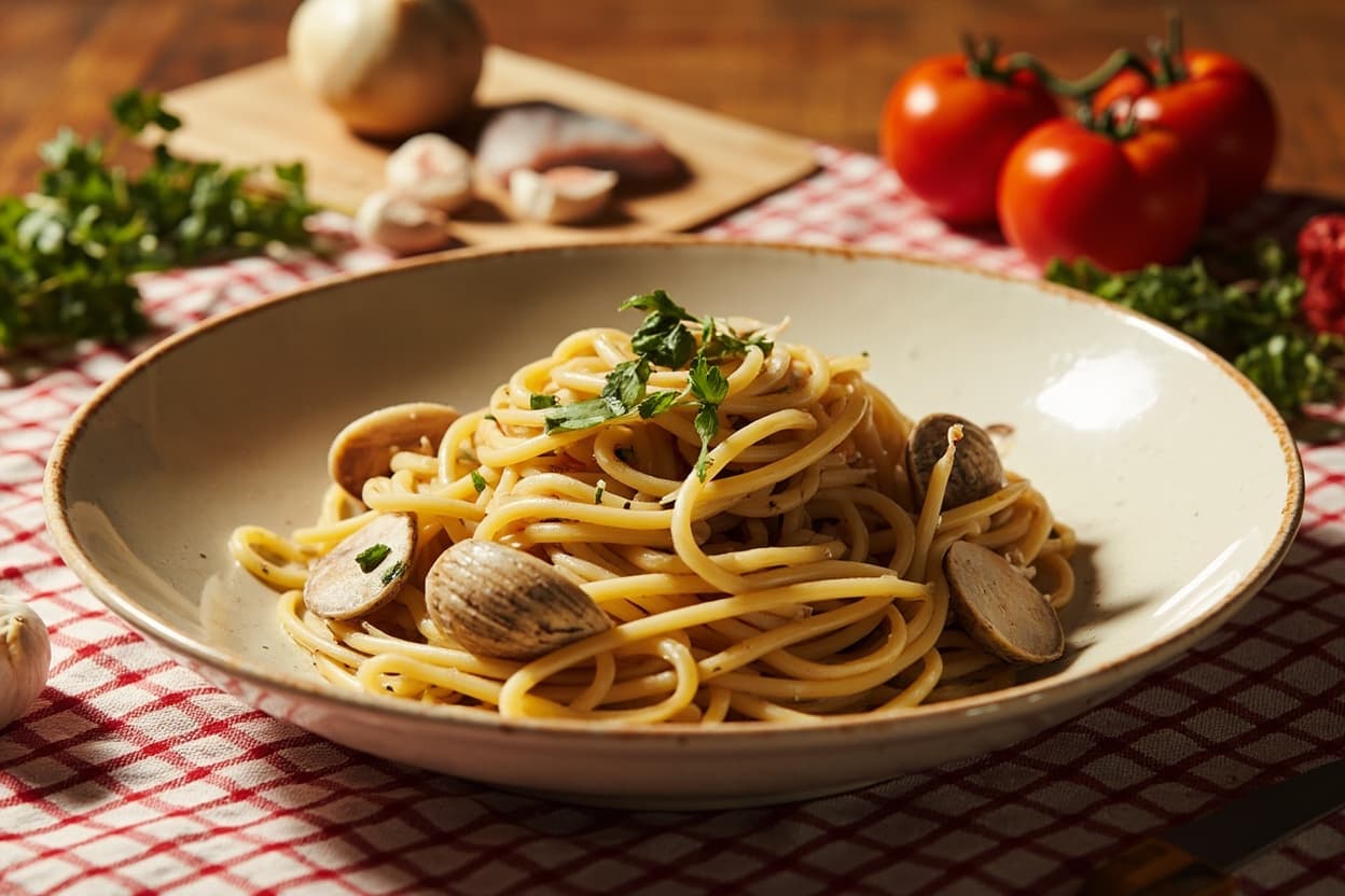 Spaghetti alle Vongole with Clams and Garlic Oil