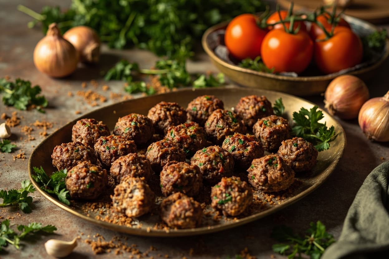 Spiced Beef Kofta with Onion and Parsley