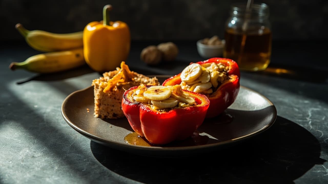 Spiced Caramelized Banana and Ricotta Stuffed Peppers