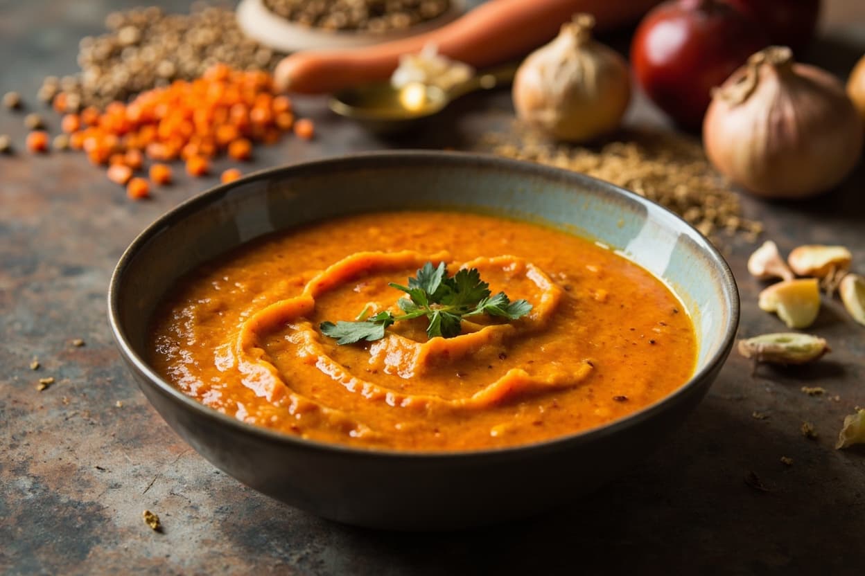 Spiced Carrot and Lentil Soup