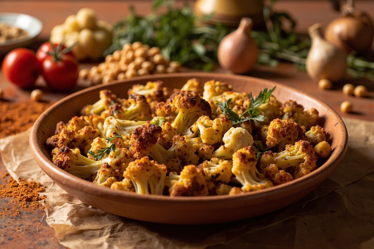 Spiced Cauliflower and Chickpea Traybake