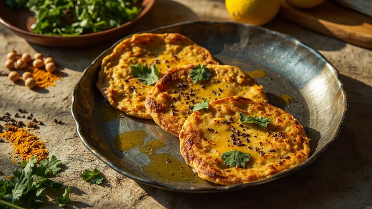 Spiced Chickpea Pancakes with Cumin Ghee