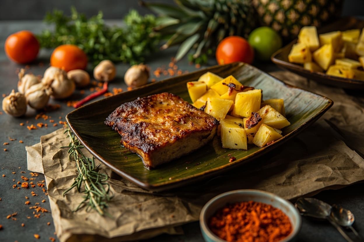 Spiced Pork Belly with Charred Pineapple
