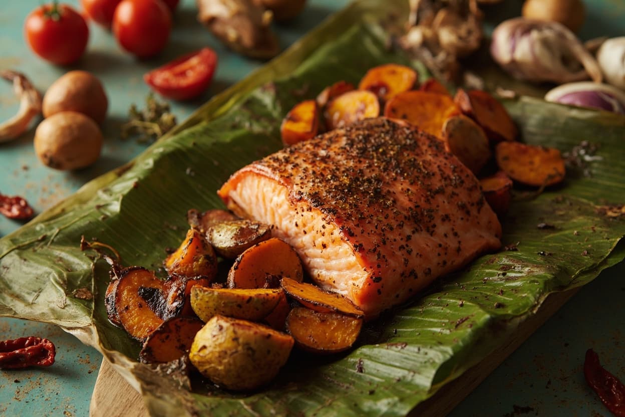 Spiced Salmon Traybake with Sweet Potato