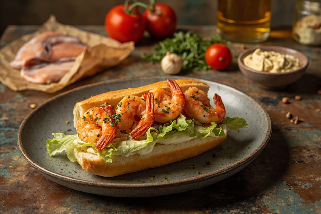 Spicy Cajun Shrimp Po' Boy with Remoulade