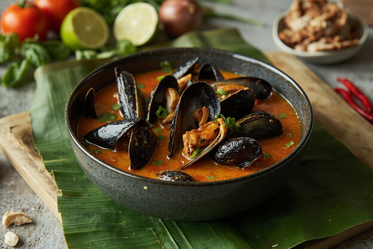 Spicy Mussels in Coconut Lime Broth