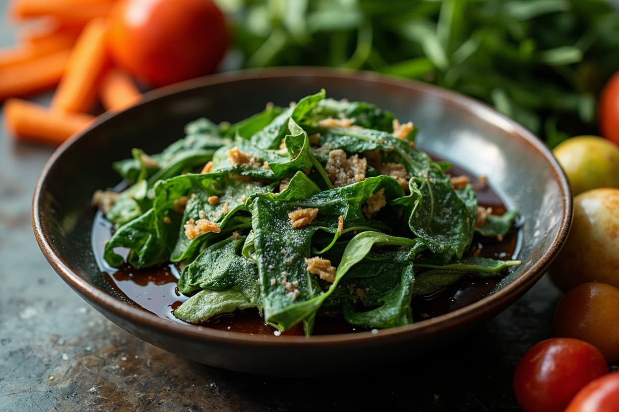 Spicy Soy Frozen Spinach Salad