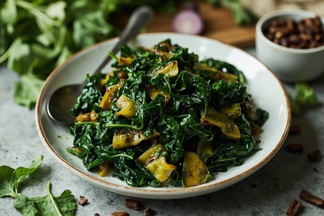 Spinach and Mustard Breakfast Greens