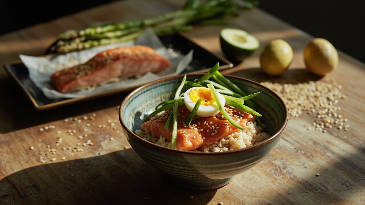 Spring Salmon Sesame Rice Bowl