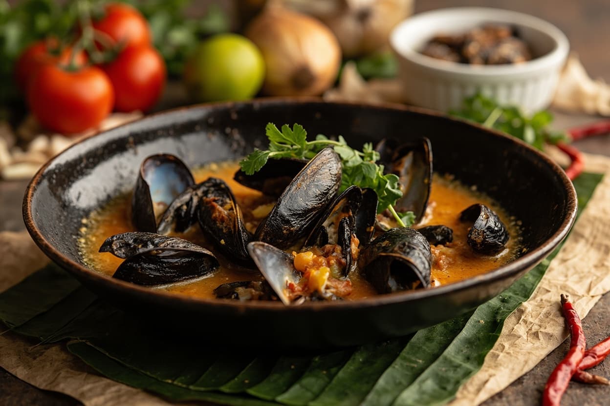 Steamed Mussels in Fiery Coconut Broth