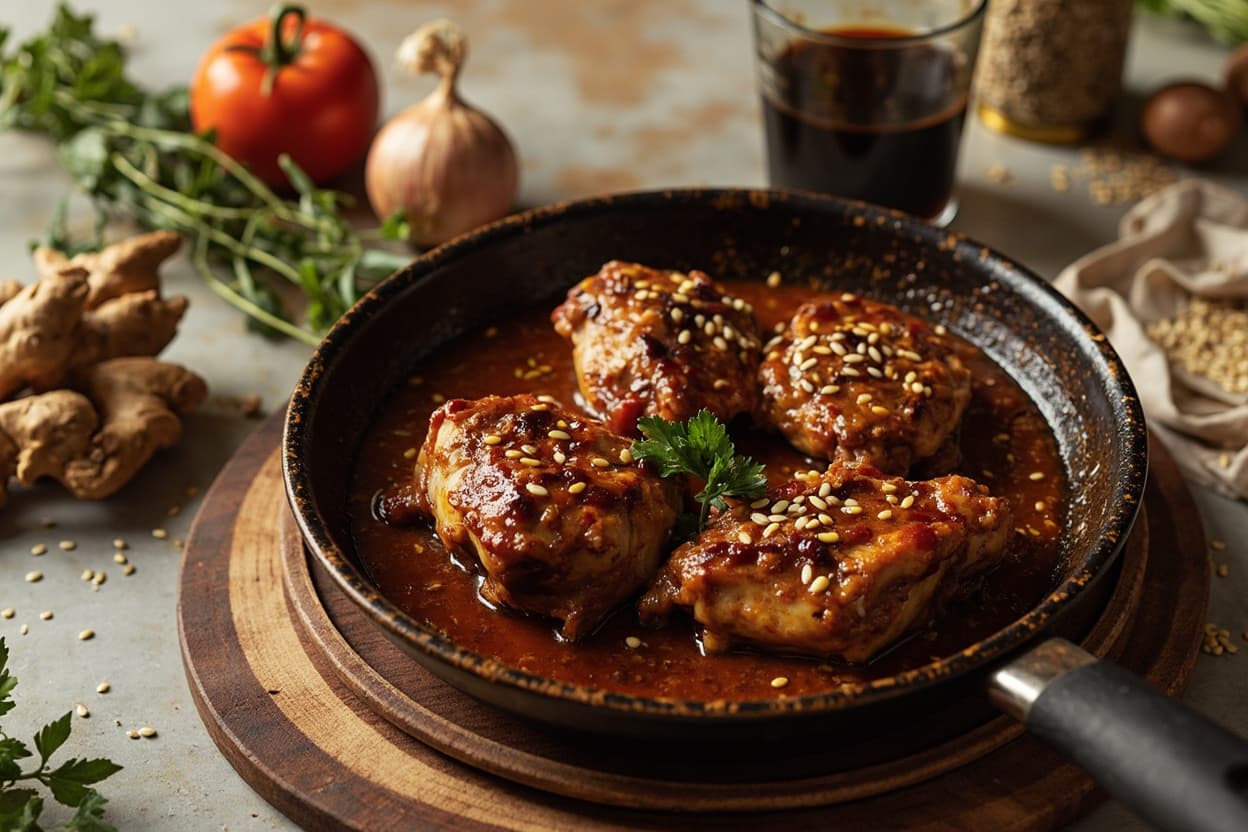 Sticky Ginger-Sesame Chicken Skillet