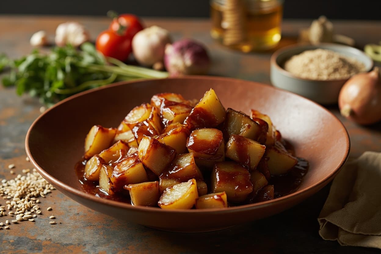 Sticky Soy-Braised Potatoes with Sesame