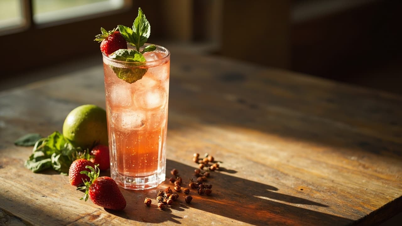 Strawberry Rose Hip Herbal Fizz