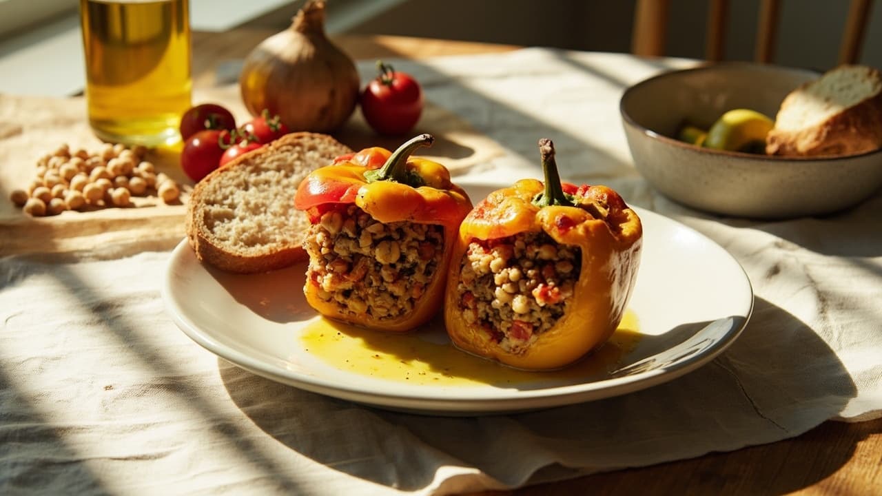 Stuffed Bell Peppers with Chickpeas and Rice