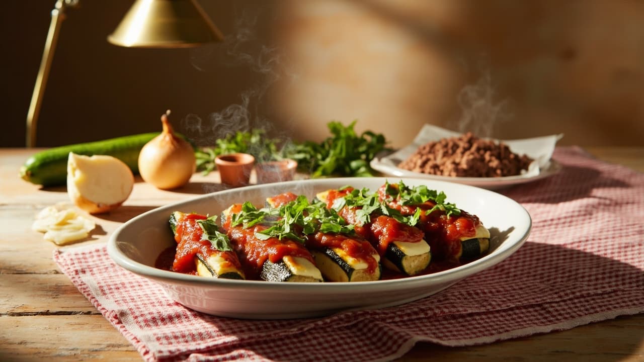 Stuffed Zucchini Boats with Beef and Mozzarella