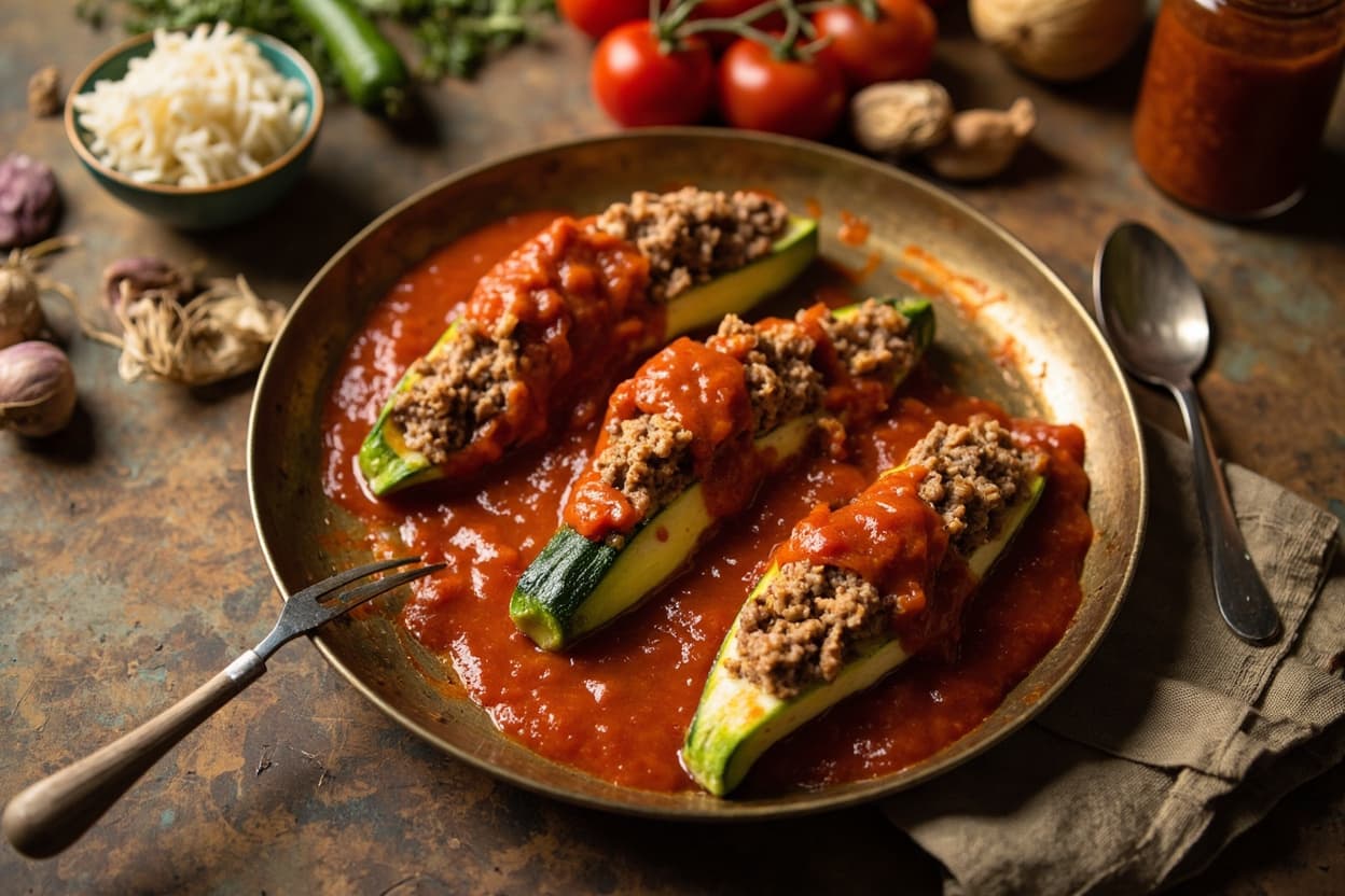Stuffed Zucchini Koosa in Tomato