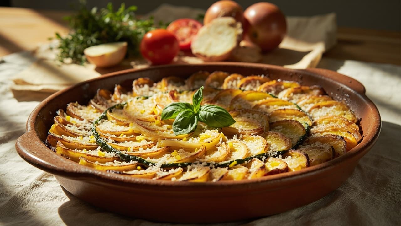 Summer Tian of Courgettes and Yellow Onion