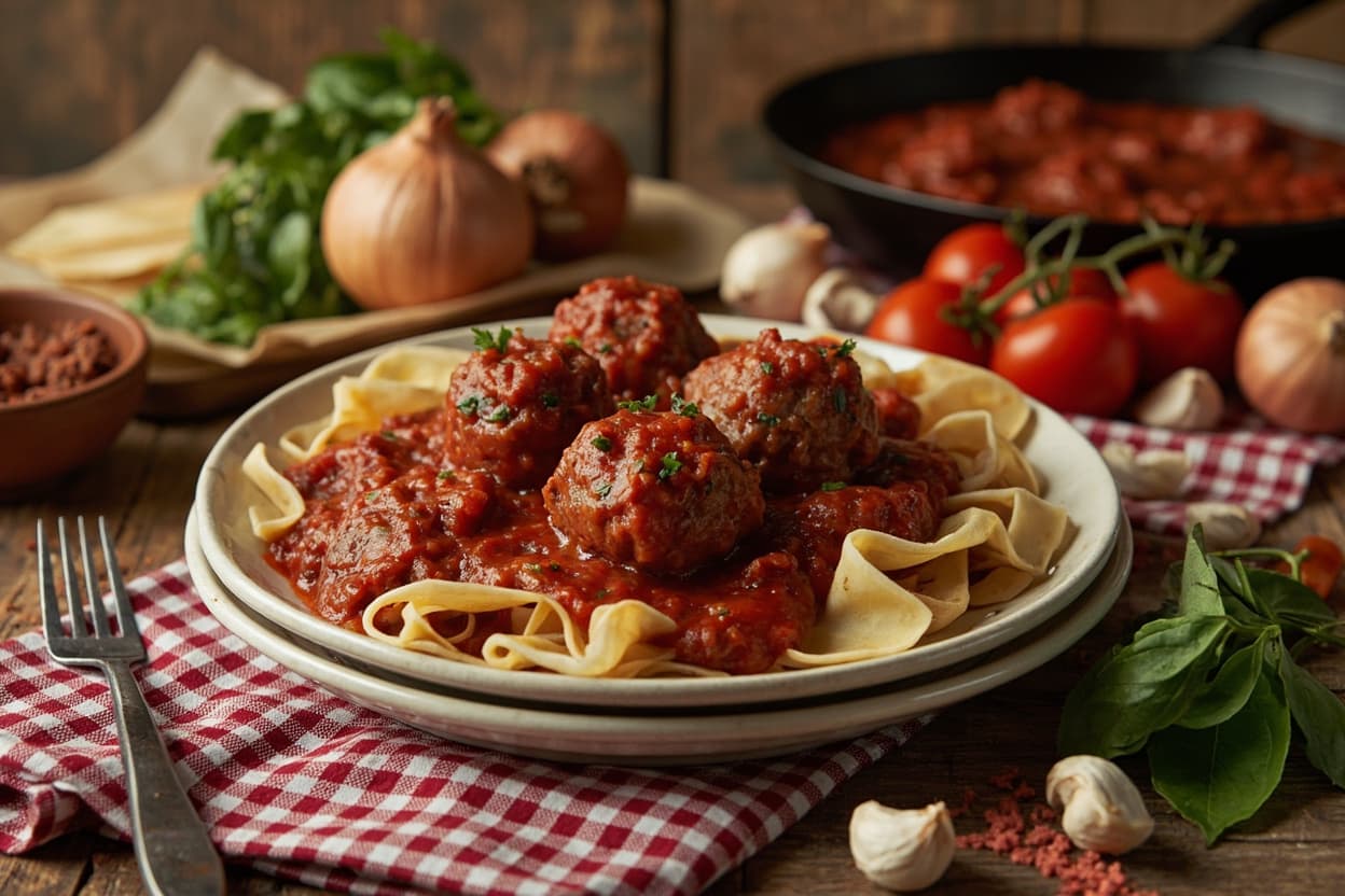 Sunday Gravy Meatballs in Tomato Sauce