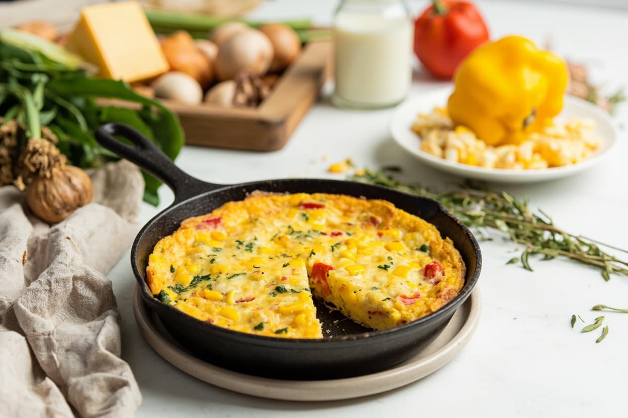 Sweet Corn and Pepper Breakfast Frittata
