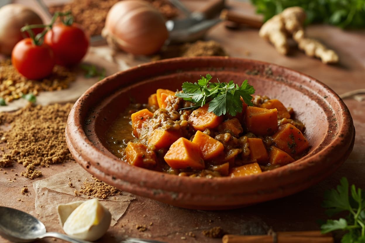 Sweet Potato and Lentil Tagine with Ginger