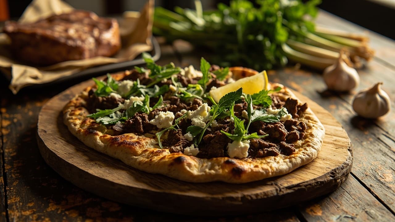 Toasted Buckwheat Flatbreads with Lamb, Feta, and Charred Scallion