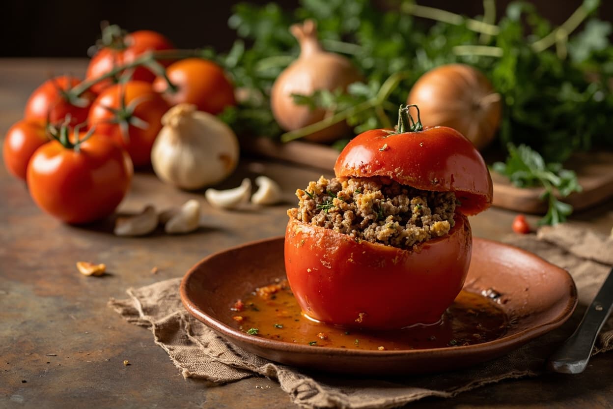 Tomates Farcies: Garden Tomatoes Stuffed with Beef