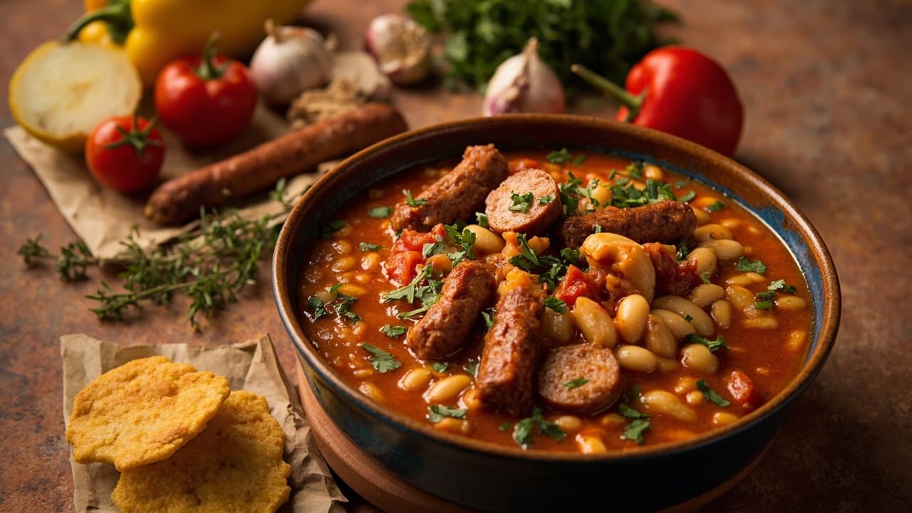 Tomato Braised Sausage and White Beans