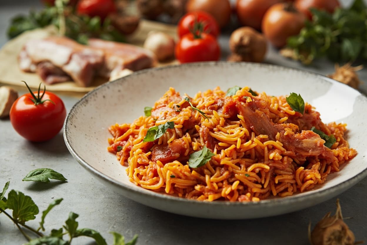 Tomato Rice with Smoky Cod Flakes