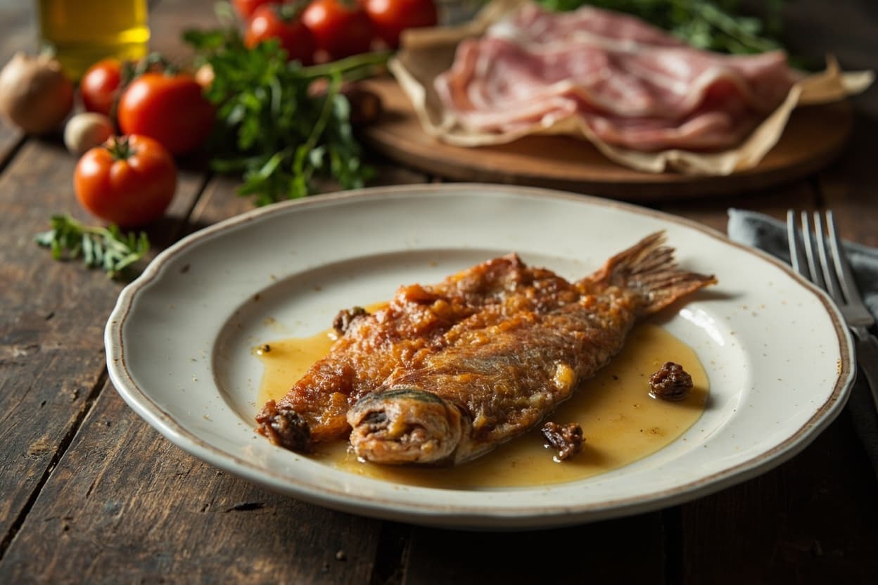 Trucha a la Navarra: Pan-Fried Trout with Garlic and Ham