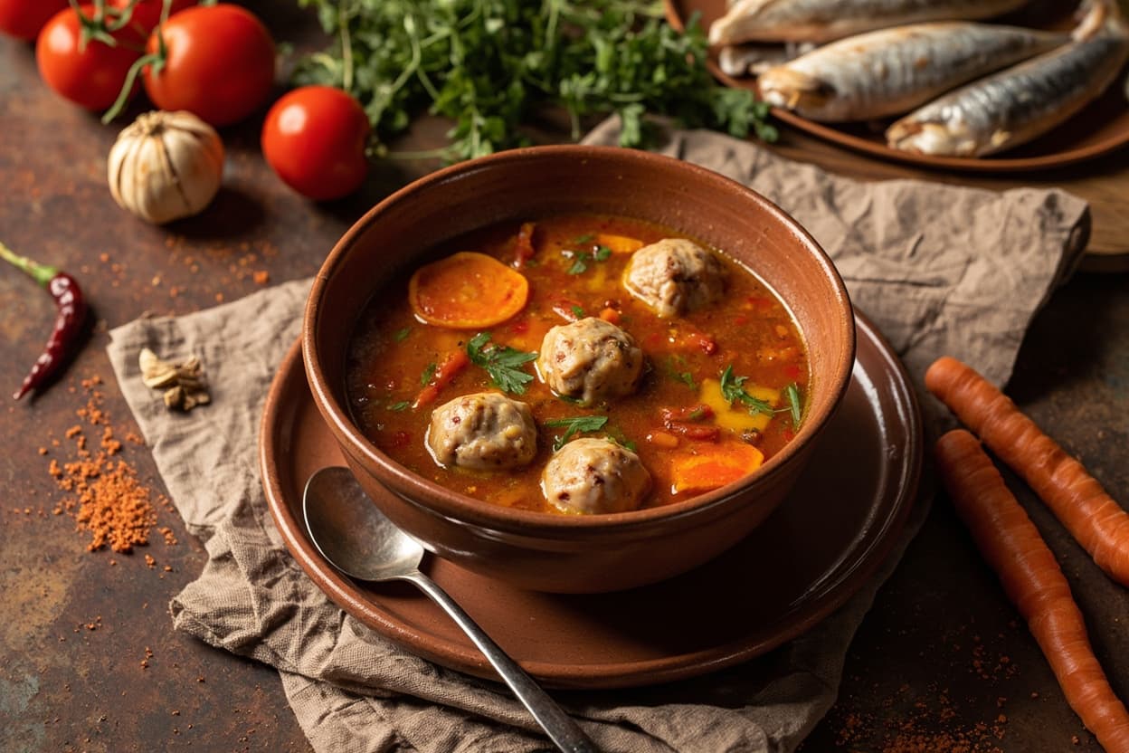 Turkey Albondigas Soup with Chile Broth