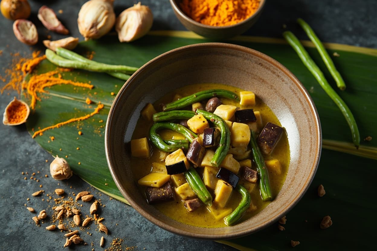 Turmeric Eggplant and Green Bean Stew