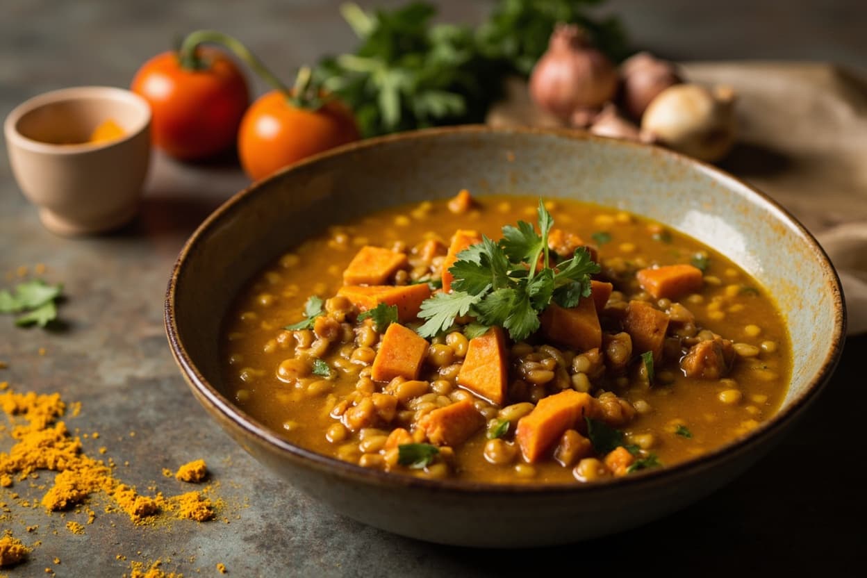 Turmeric-Ginger Lentil and Sweet Potato Stew