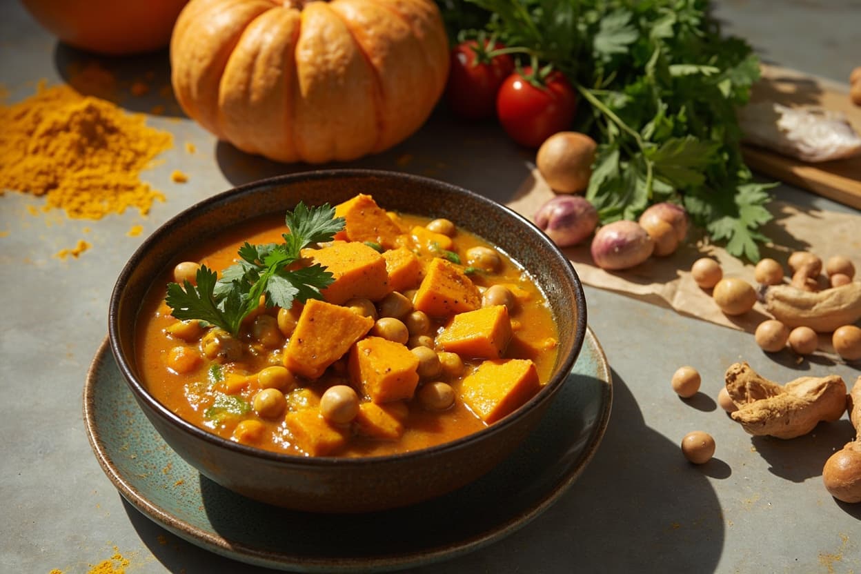 Turmeric Pumpkin and Chickpea Stew