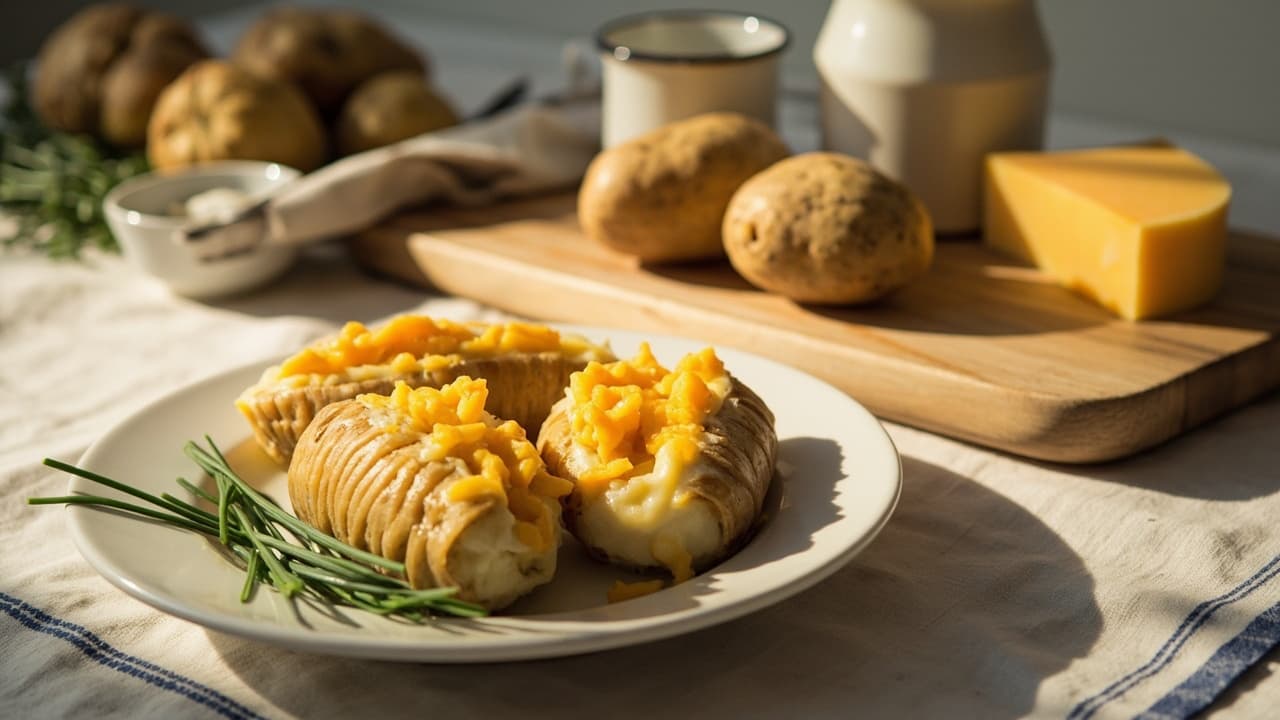 Twice-Baked Potato Shells with Cheese and Chives