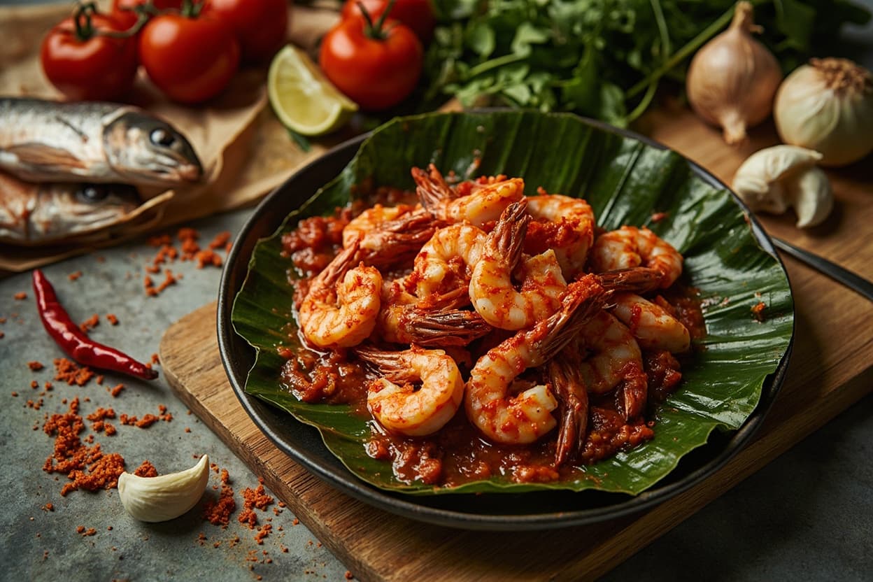 Udang Balado Blistered Shrimp in Chile-Tomato Sambal