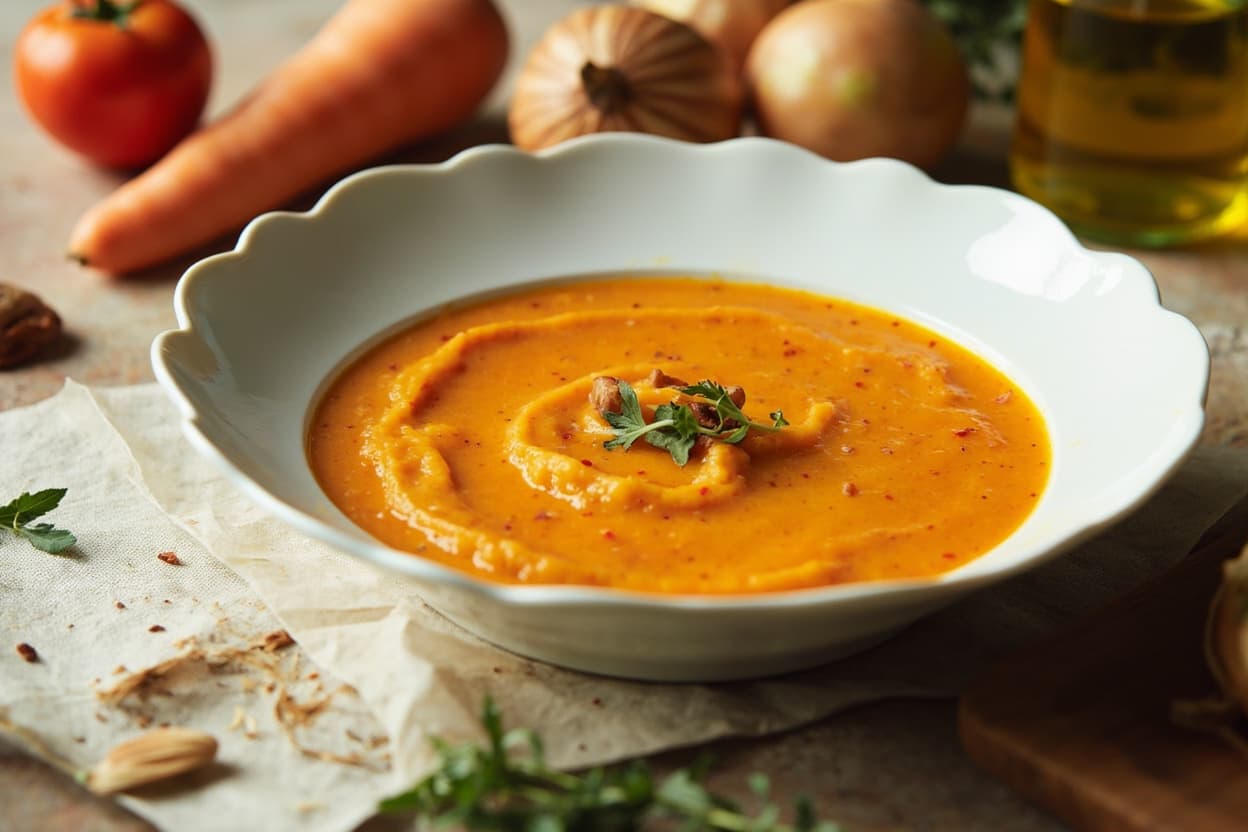 Velvety potato and carrot soup