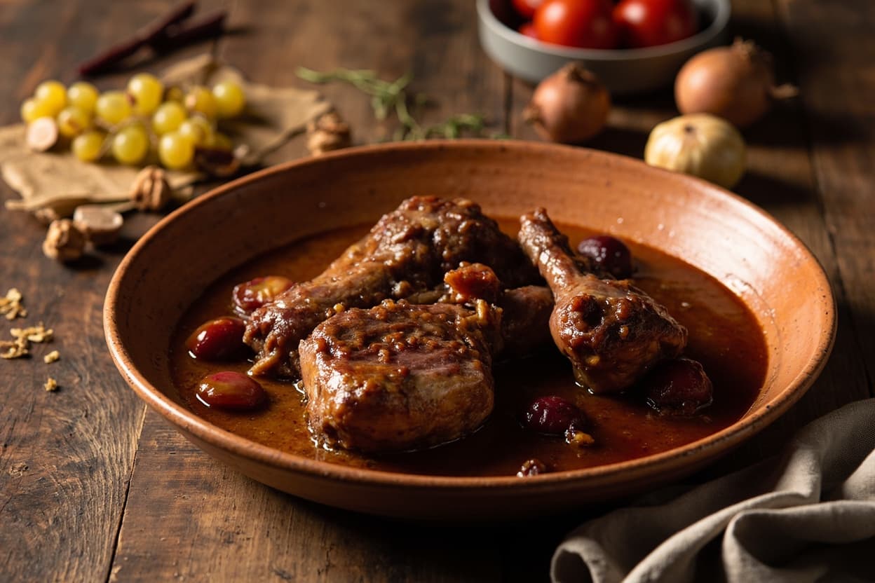 Walnut and Grape Braised Duck