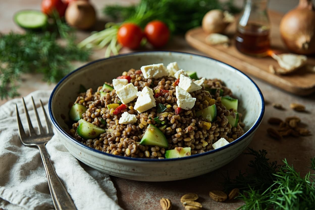 Warm Lentil Salad with Feta and Dill