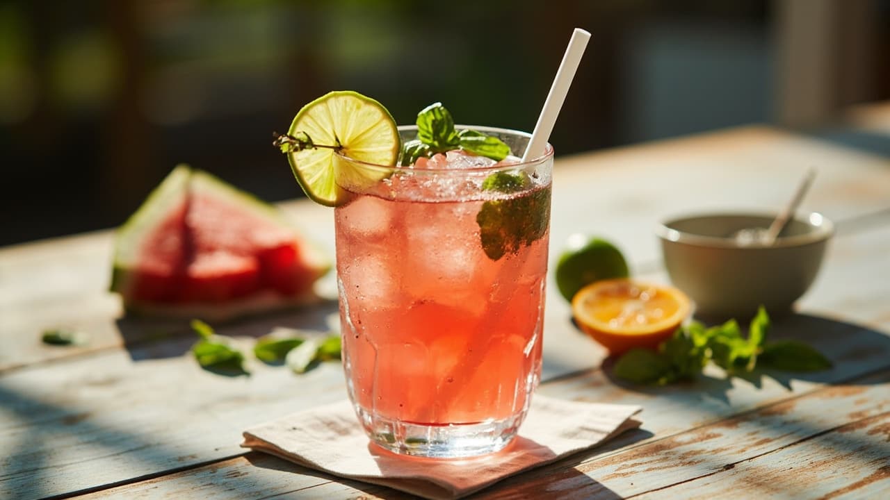 Watermelon Basil Spritz with Citrus
