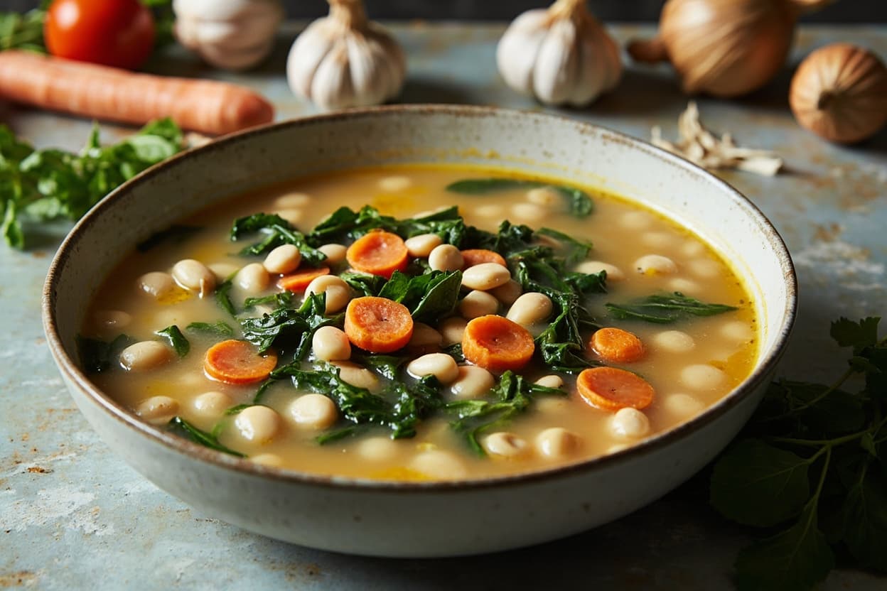 White Bean and Chard Garlic Soup