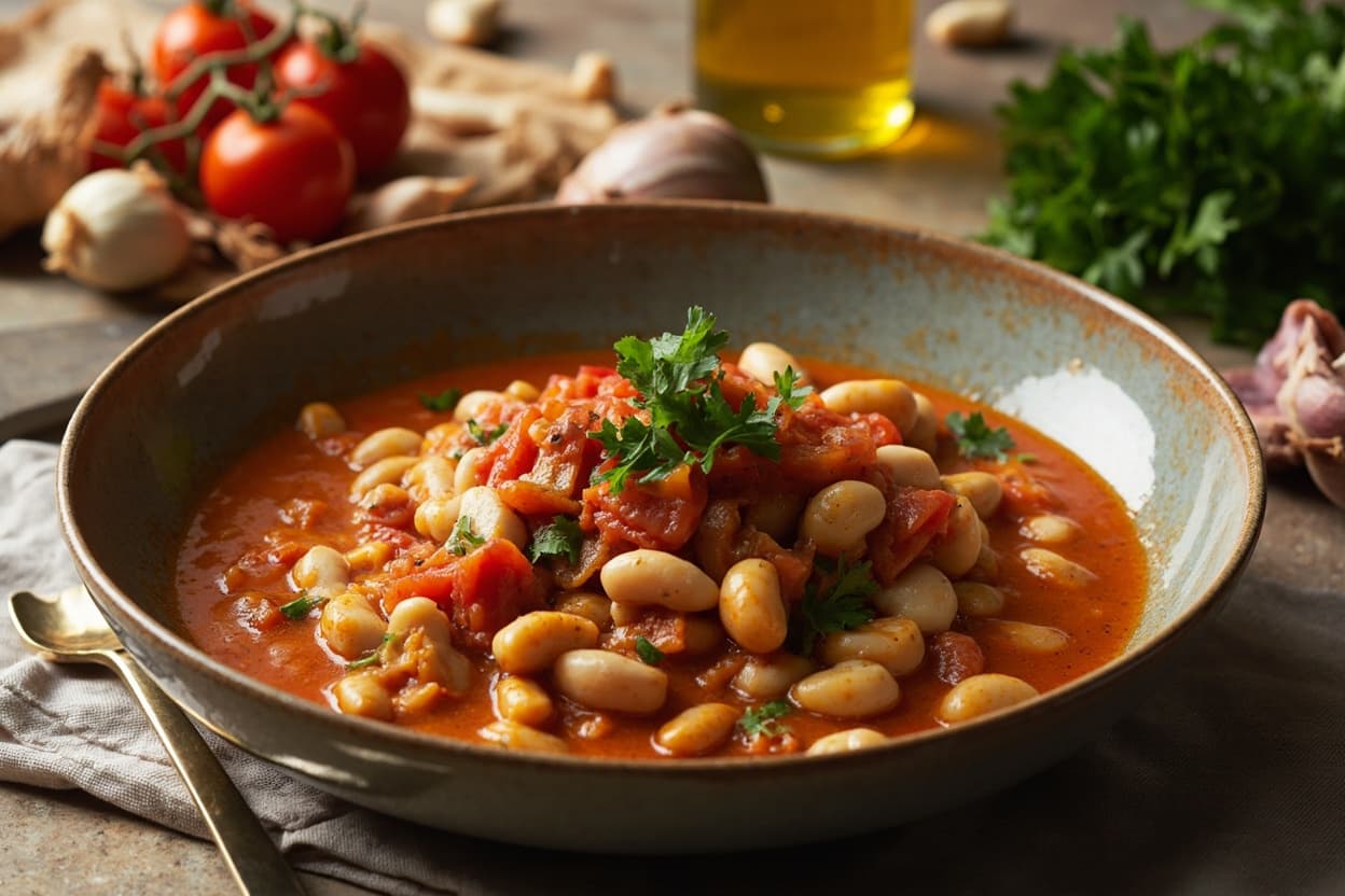 White Bean Fasolia Stew with Tomato